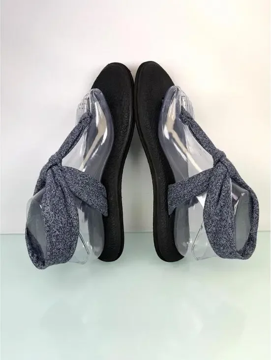 Sanuk Yoga Sling Sandals Women’s Black Blue Fabric Thong Comfort Flat Slip On 9 - Picture 4 of 8